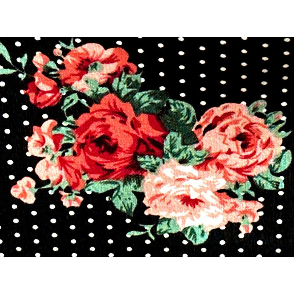 ABN Floral Pencil Skirt M Black White Dot High Waist Stretchy Retro Made USA - Picture 7 of 11